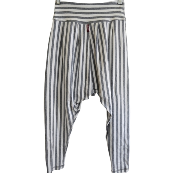 Hard Tail Slouchy Joggers in Heathered Grey Stripes XS Dropped Crotch Cropped - Picture 5 of 8